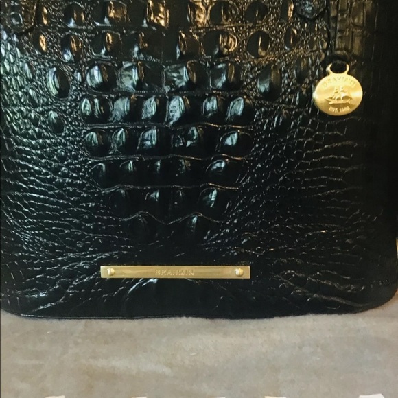 BRAHMIN LARGE CROC EMBOSSED LEATHER BUCKET BAG BLACK MELBOURNE - Picture 10 of 10